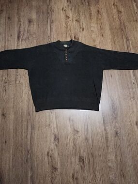 Cabela's Green Ribbed Henley Sweater with Button Placket